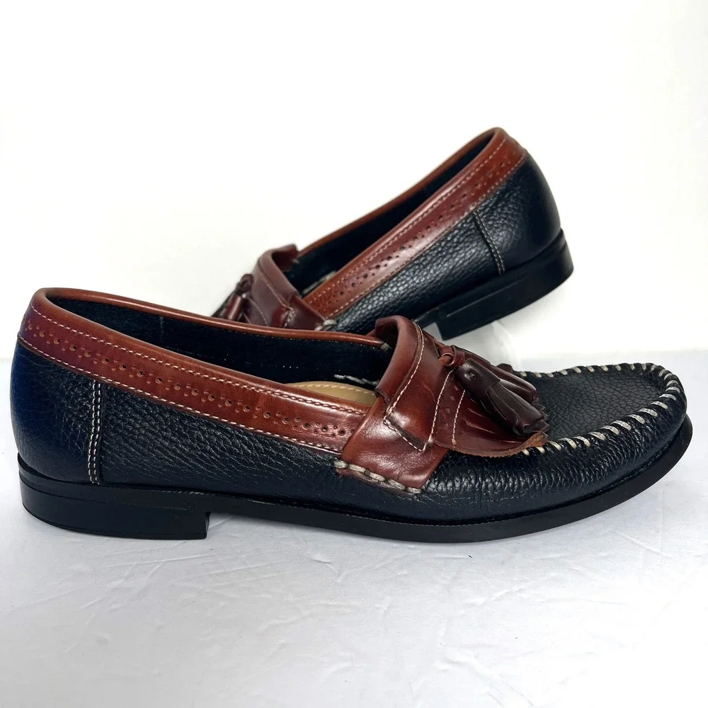 GH Bass Weejuns Mens Black Leather Tassel Kiltie Loafers Dress Shoes Size‎ 9 D